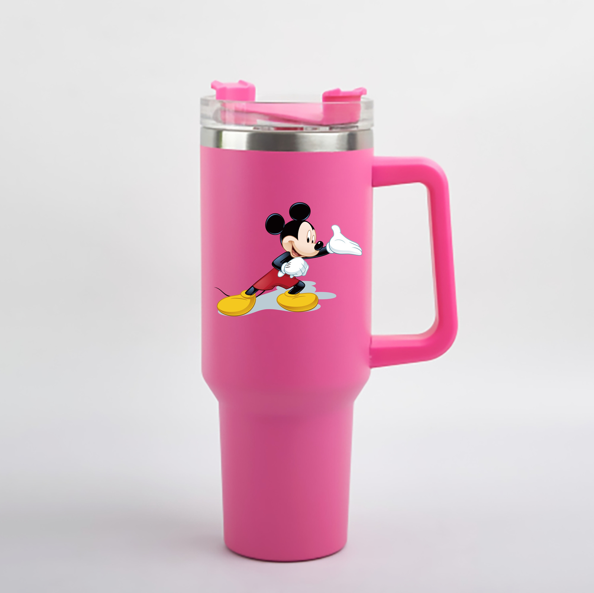 （画像用） ミッキーマウス Mickey Mouse 1200mL車用タンブラー - クリスタルステッカー（プラスチックストロー付き）